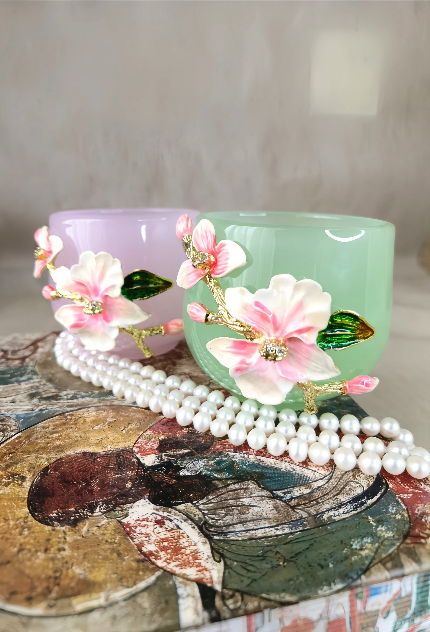 Peach Blossom Glassware Cup