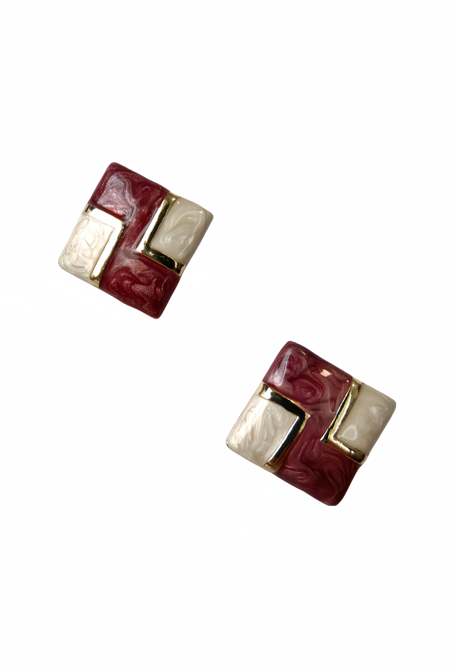 Burgundy Red Enamel Earring