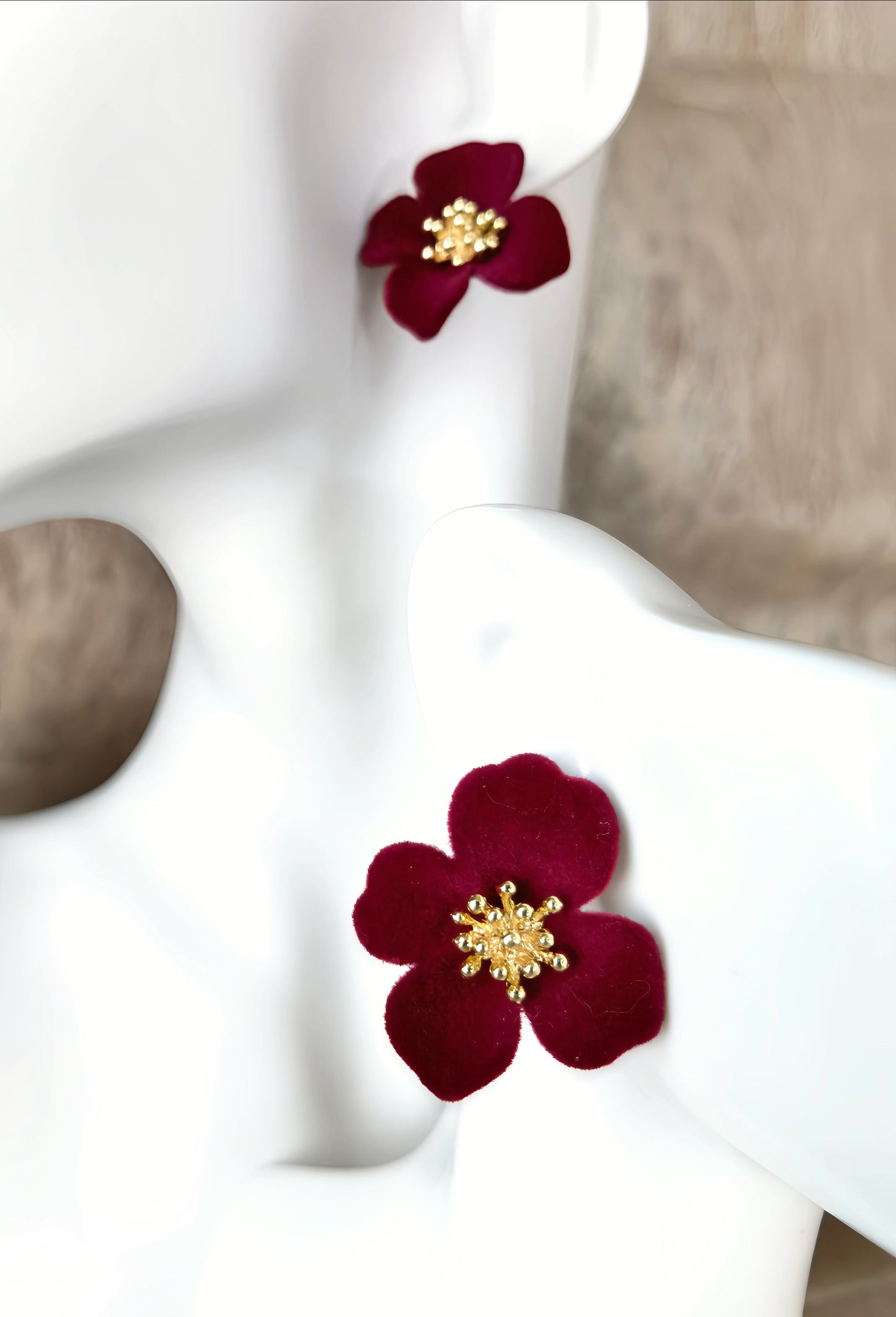 Burgundy Red Velvet Earring