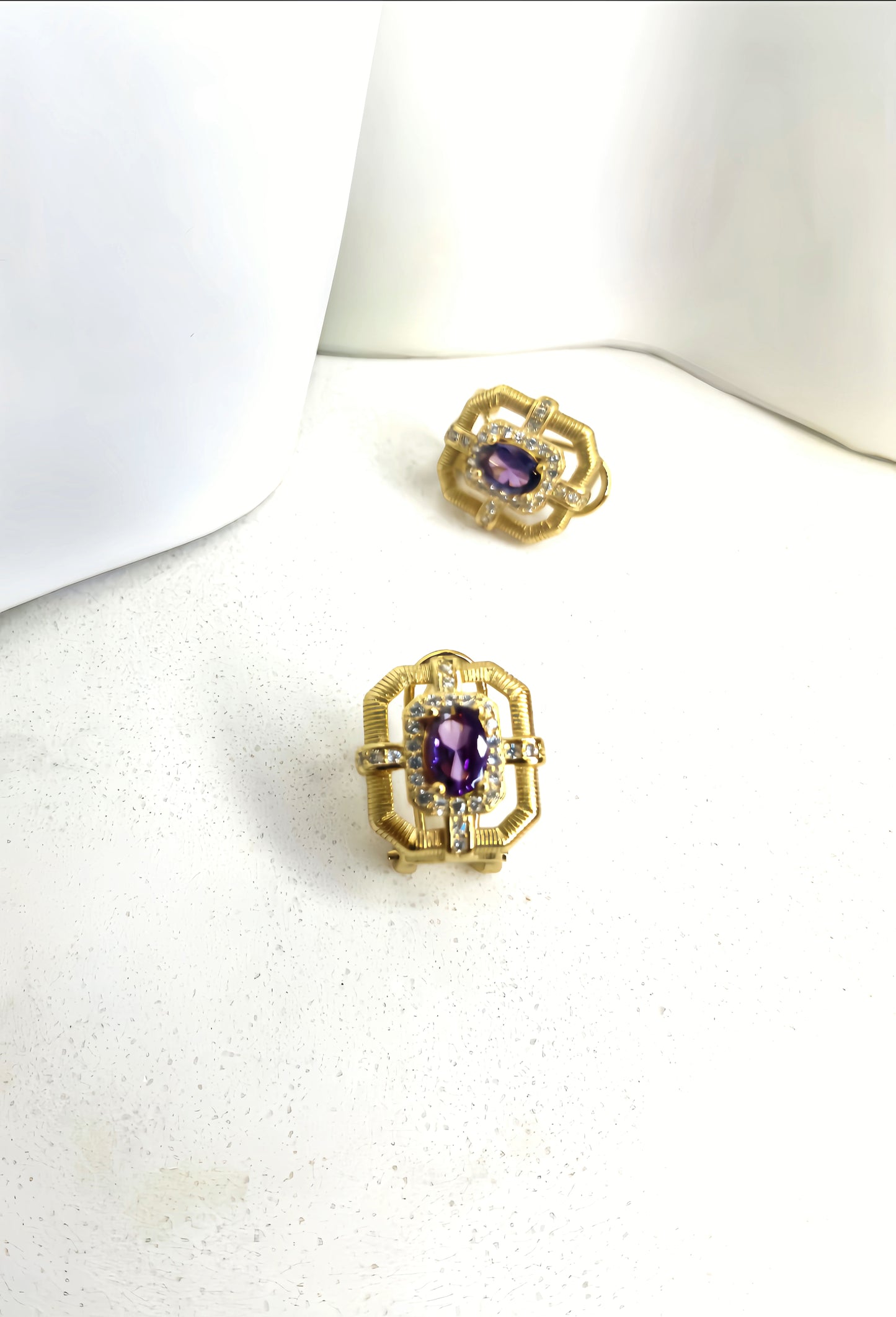 Golden Amethyst Stud Earring