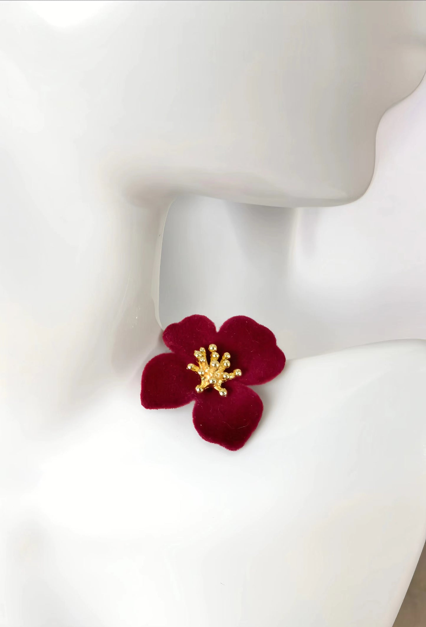 Burgundy Red Velvet Earring