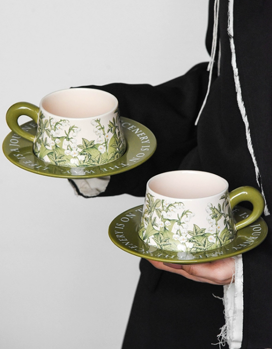 Green Lily of the Valley Coffee Cup (designer edition)