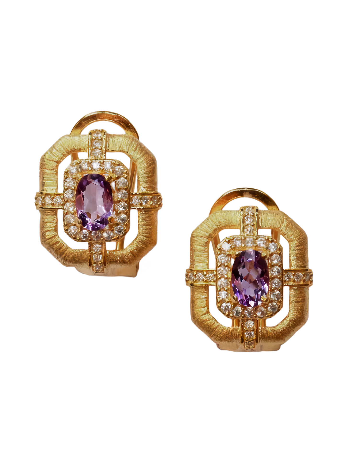 Golden Amethyst Stud Earring