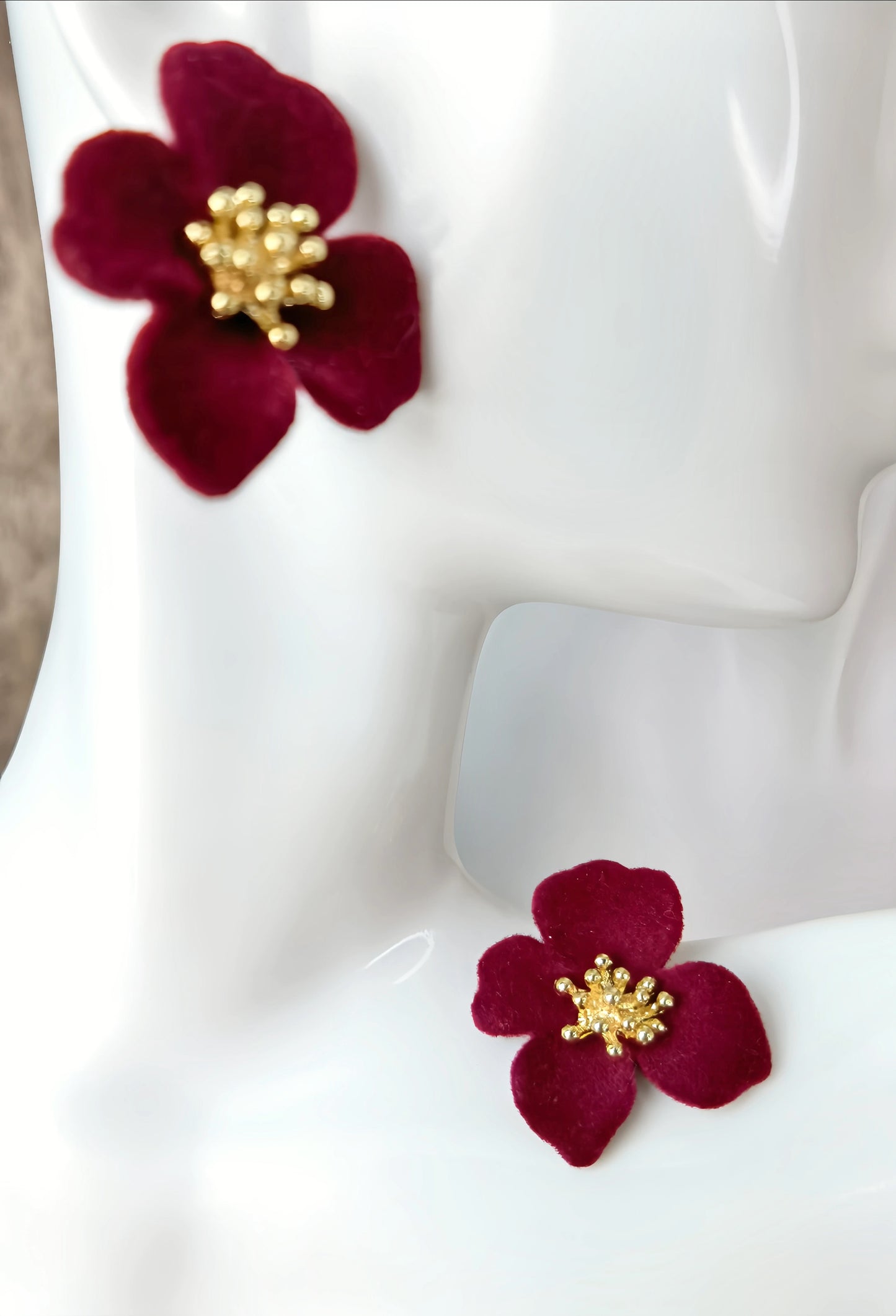 Burgundy Red Velvet Earring