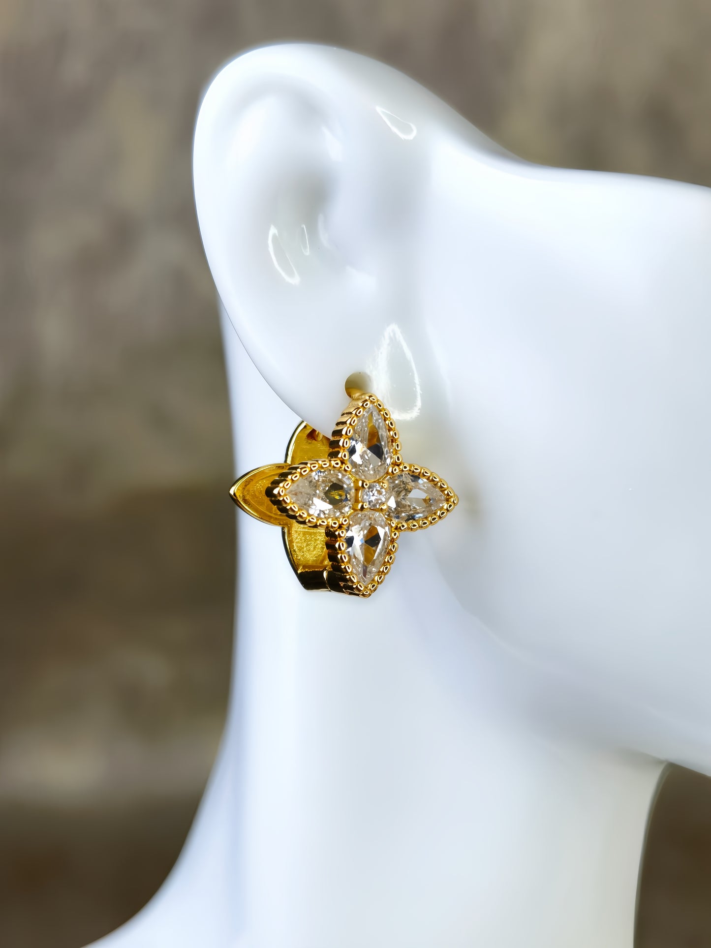 Golden Flower Double-side Ear Buckle