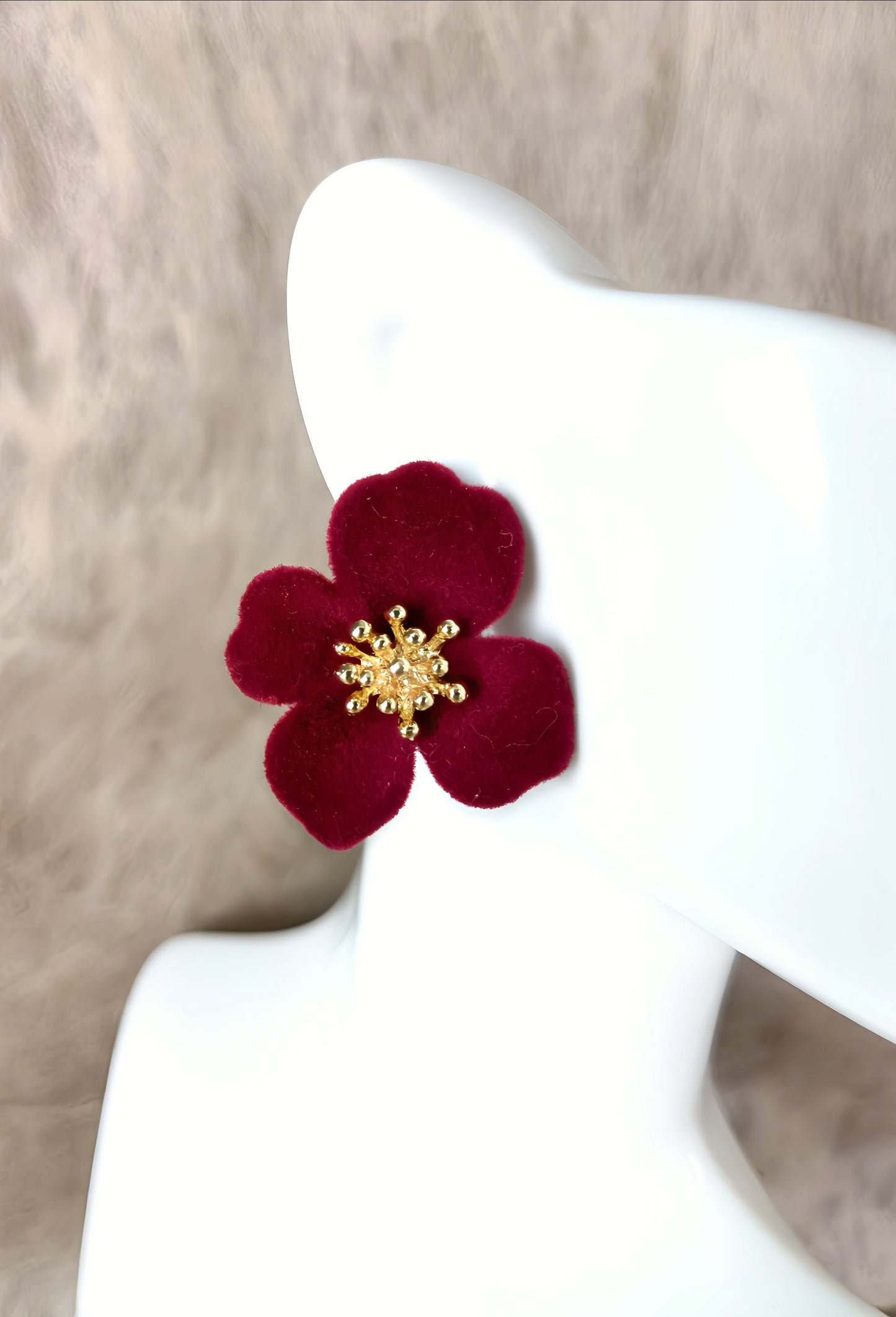 Burgundy Red Velvet Earring