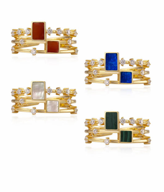 Fashionable Colored Natural Stone Ring