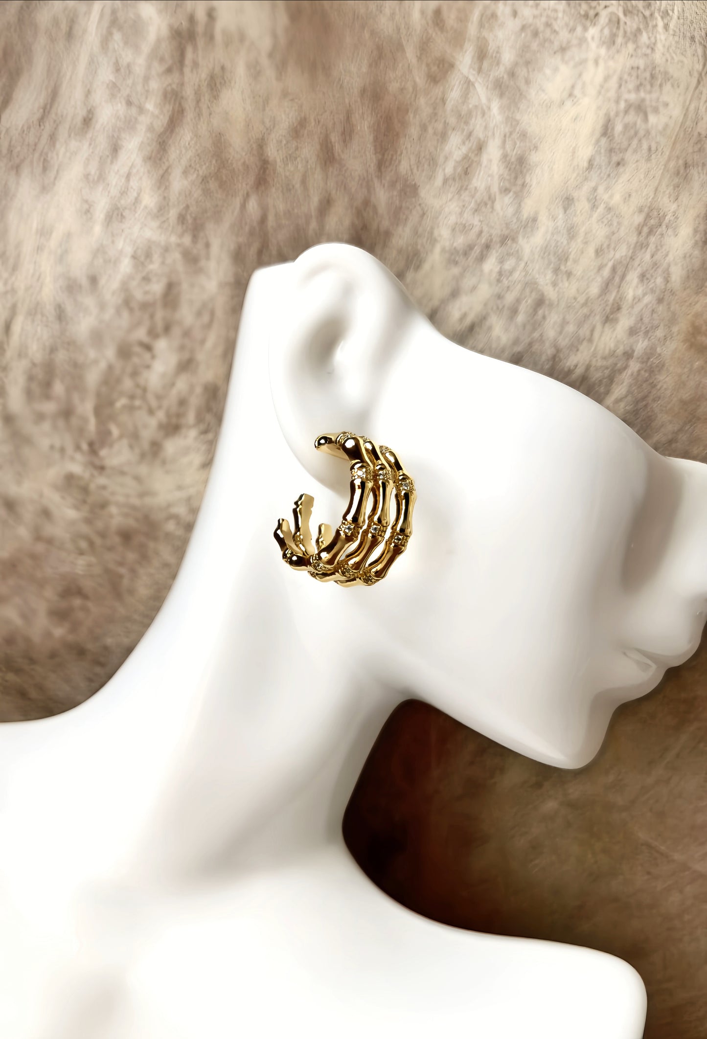 Golden Bamboo Hoop Earring