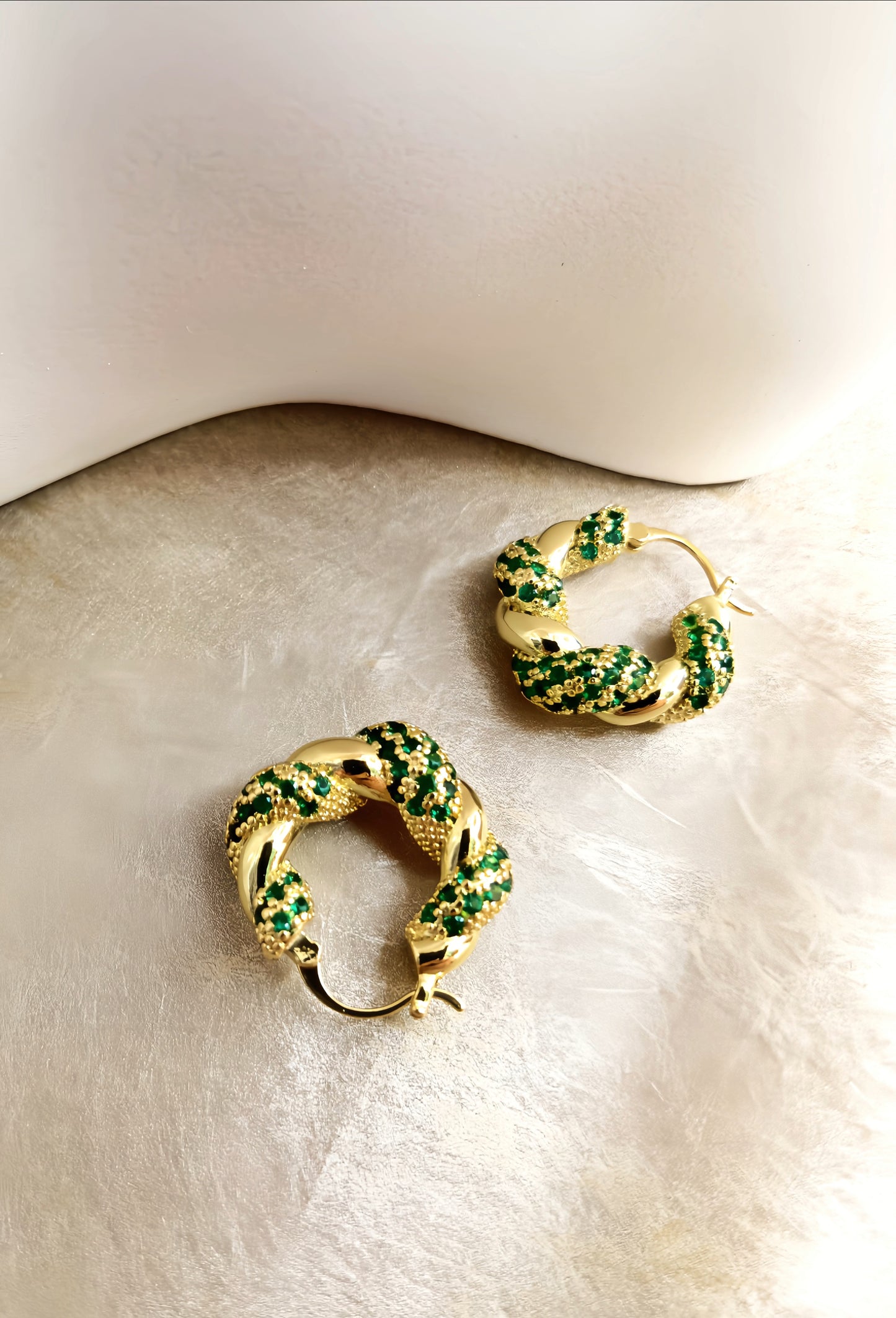 Golden Emerald Green Zircon Hoop Earring (designer edition)