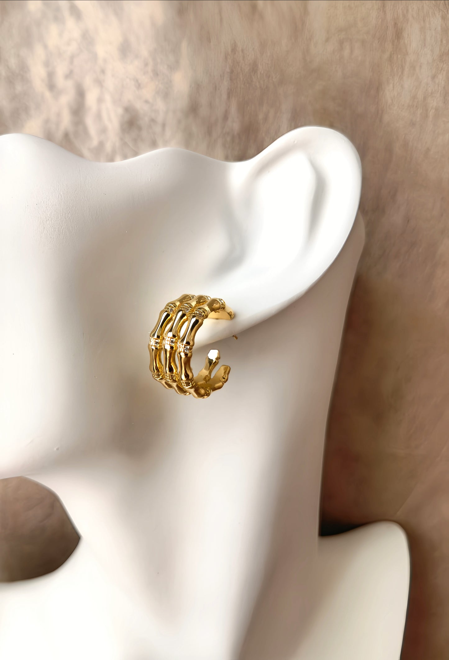 Golden Bamboo Hoop Earring