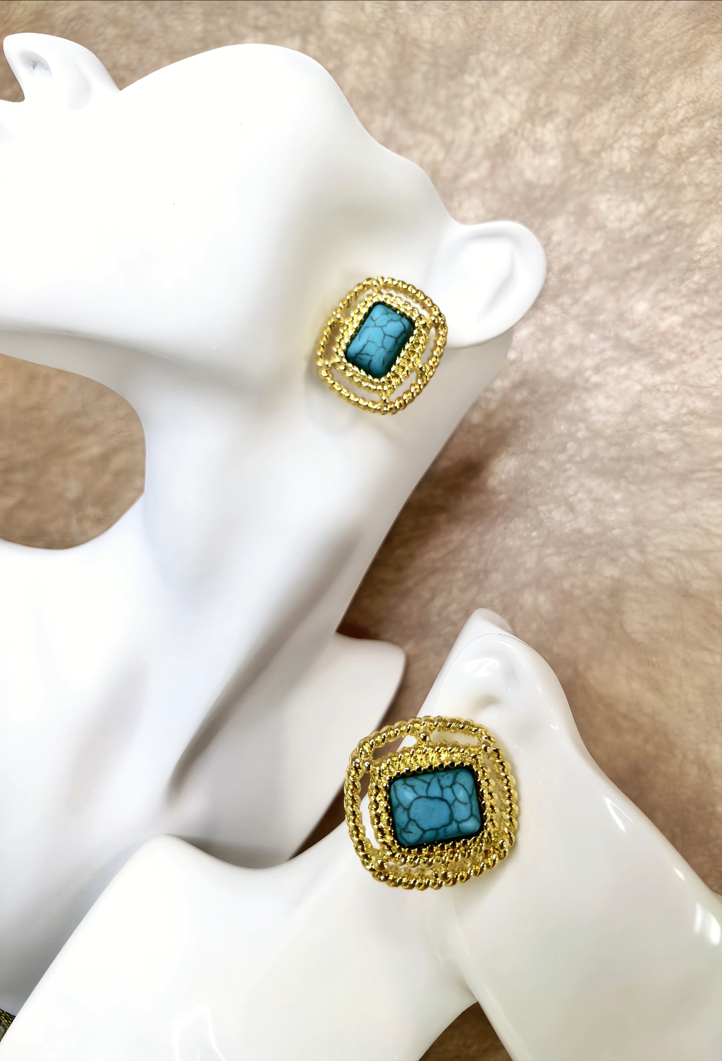 Golden Turquoise Stud Earring