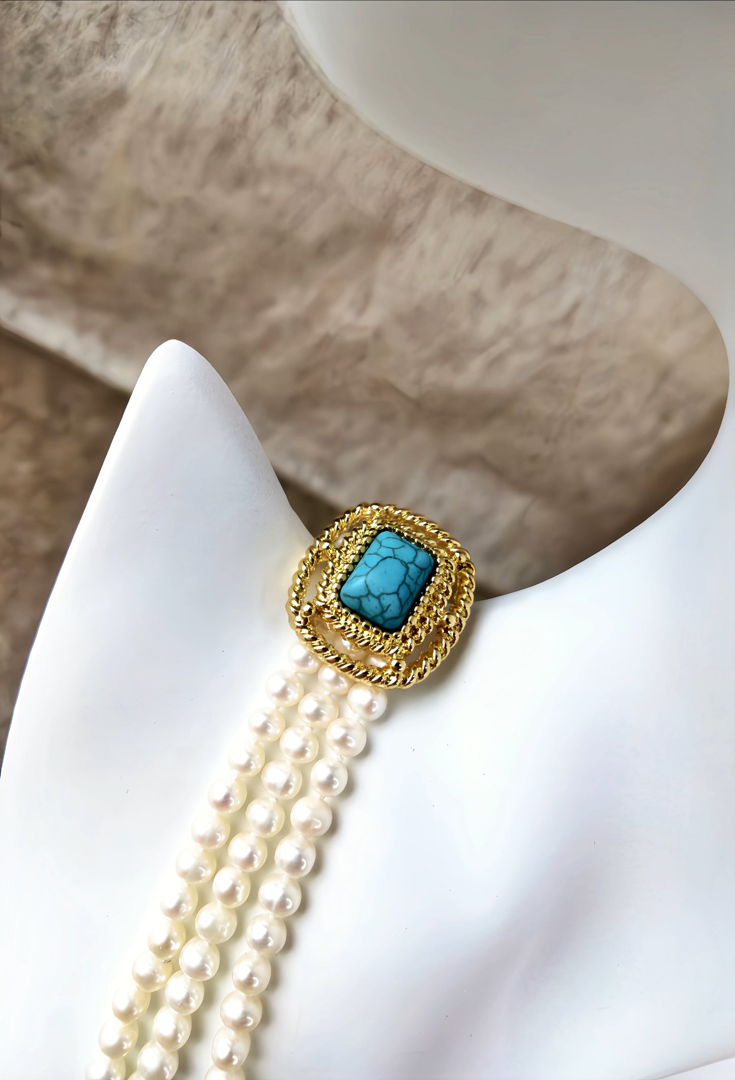 Golden Turquoise Stud Earring