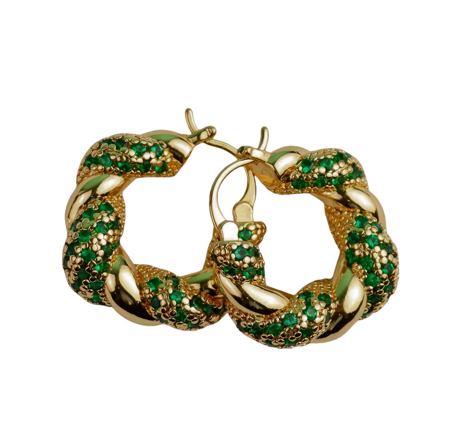 Golden Emerald Green Zircon Hoop Earring (designer edition)