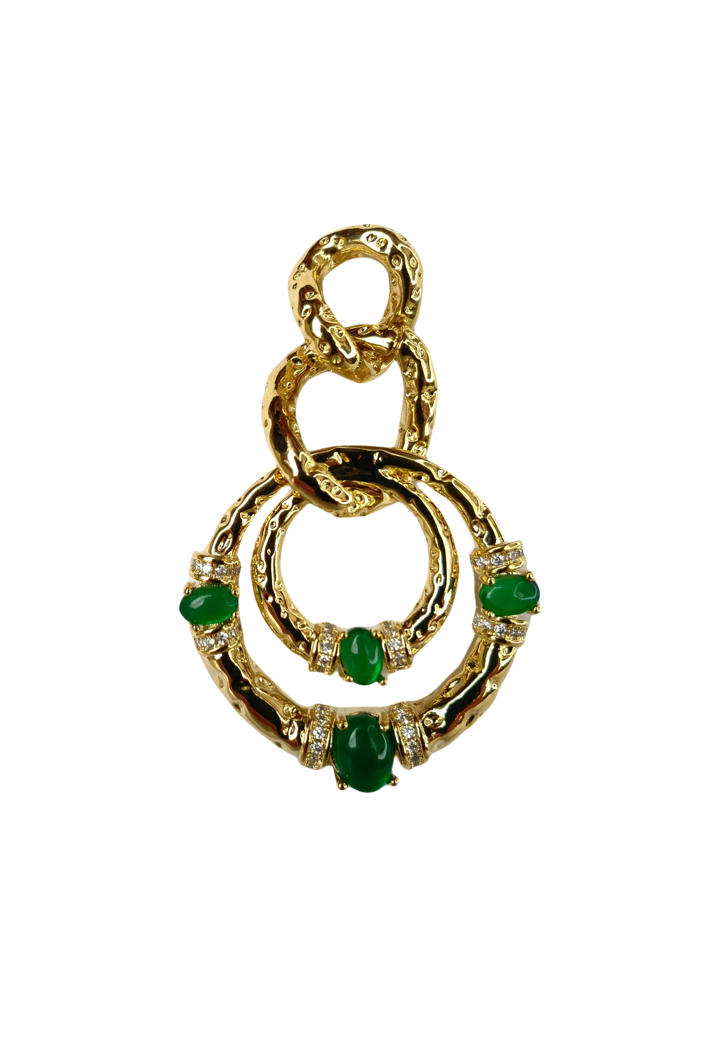 Golden Emerald Green Pendant Earring (designer edition)