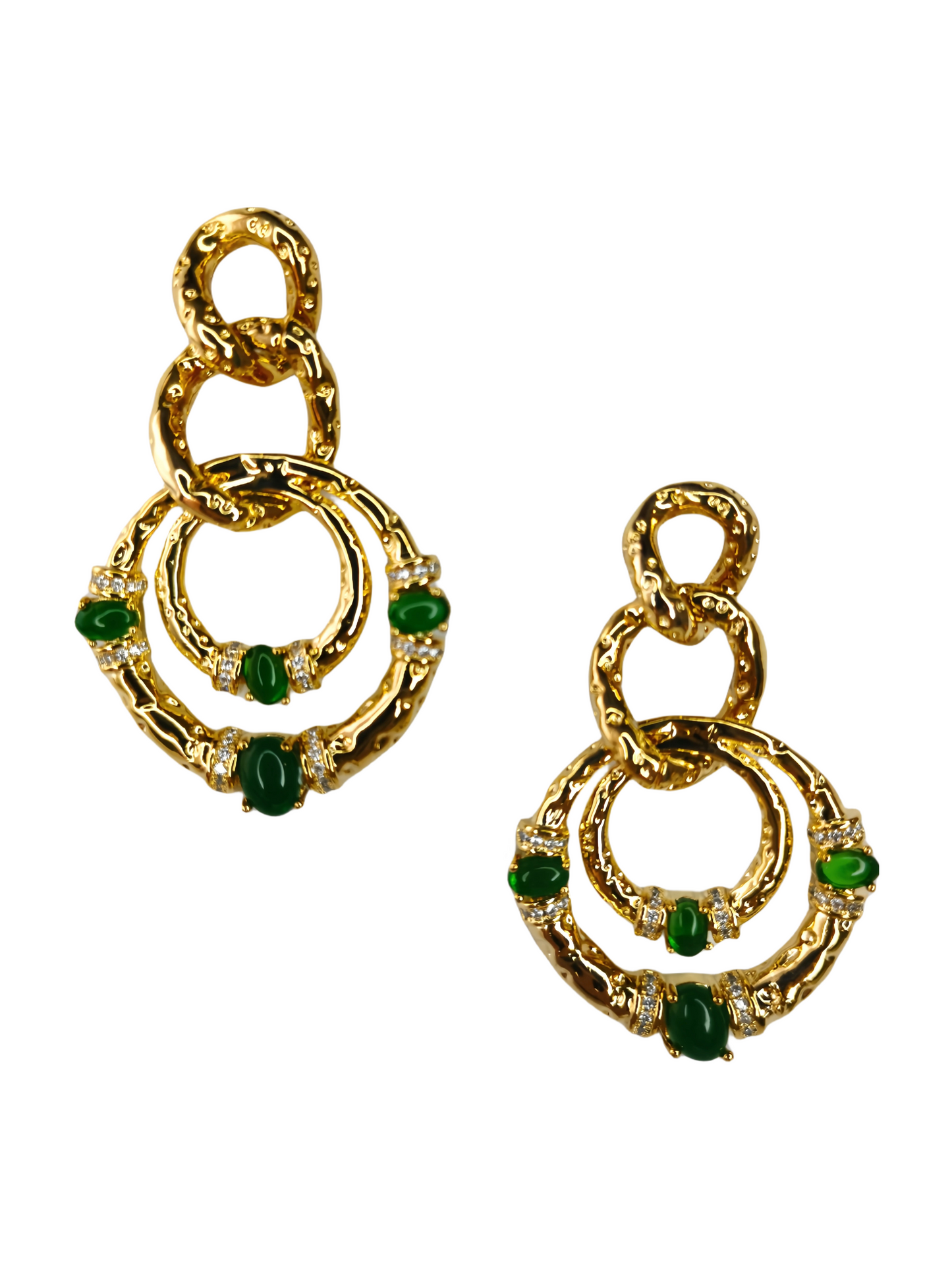 Golden Emerald Green Pendant Earring (designer edition)