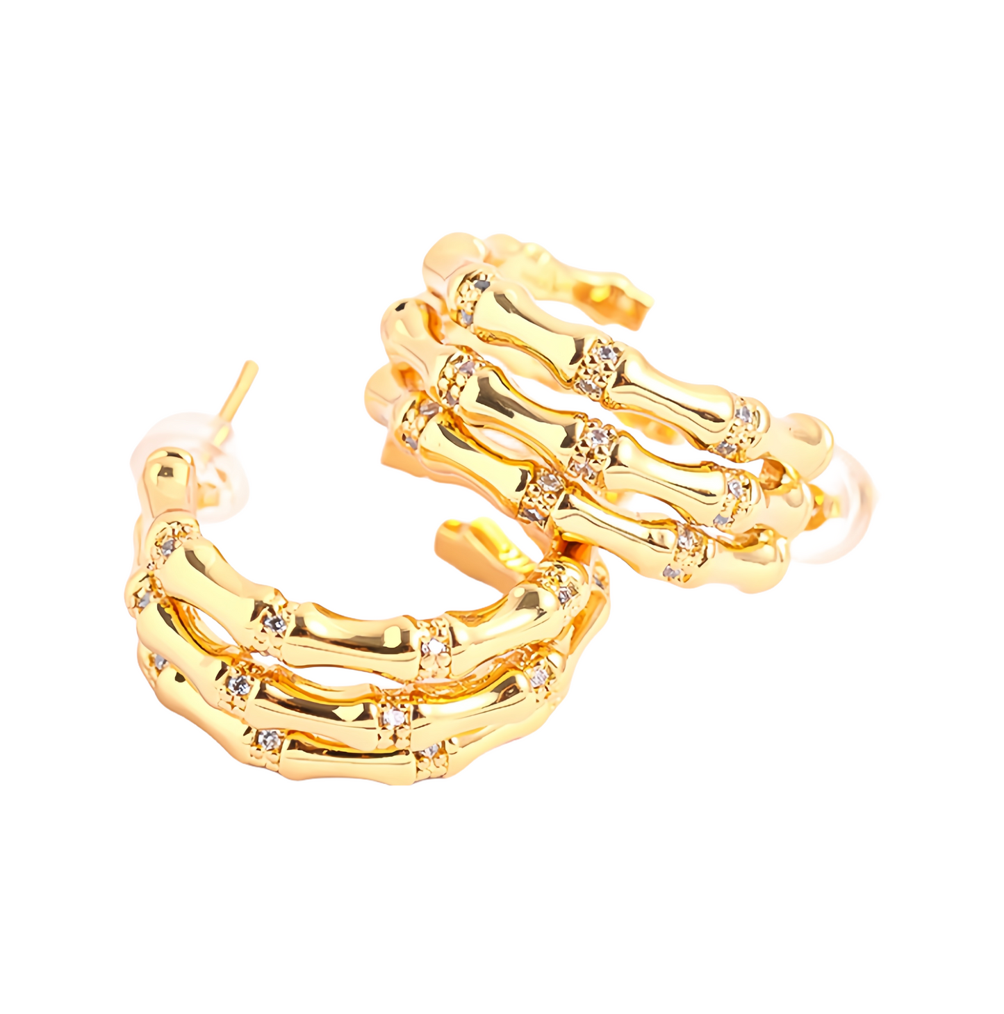 Golden Bamboo Hoop Earring