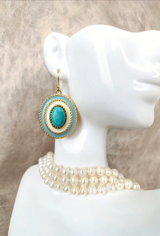 Turquoise Natural Stone Pendant Earring