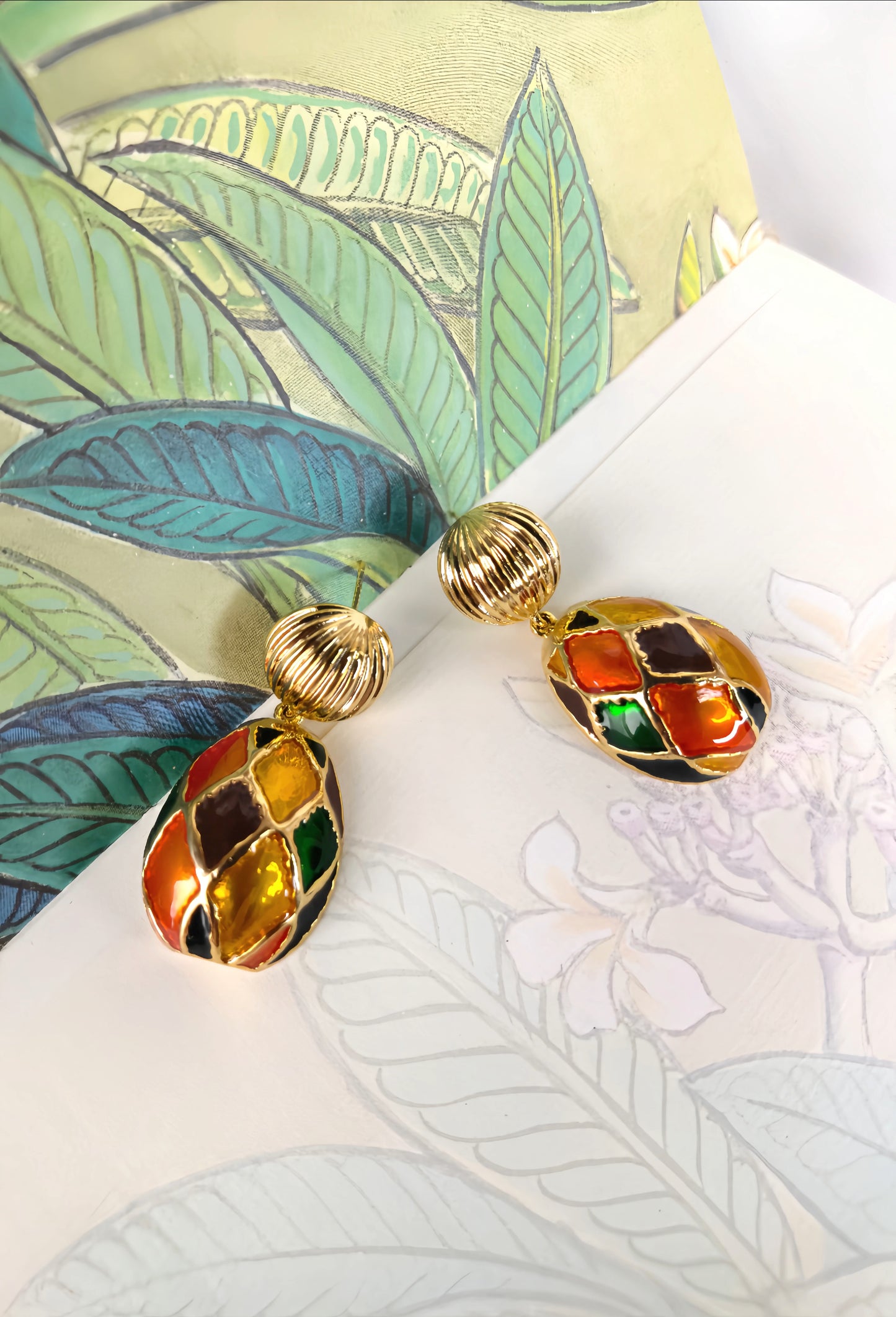 Florence Polychromatic Enamel Pendant Earring