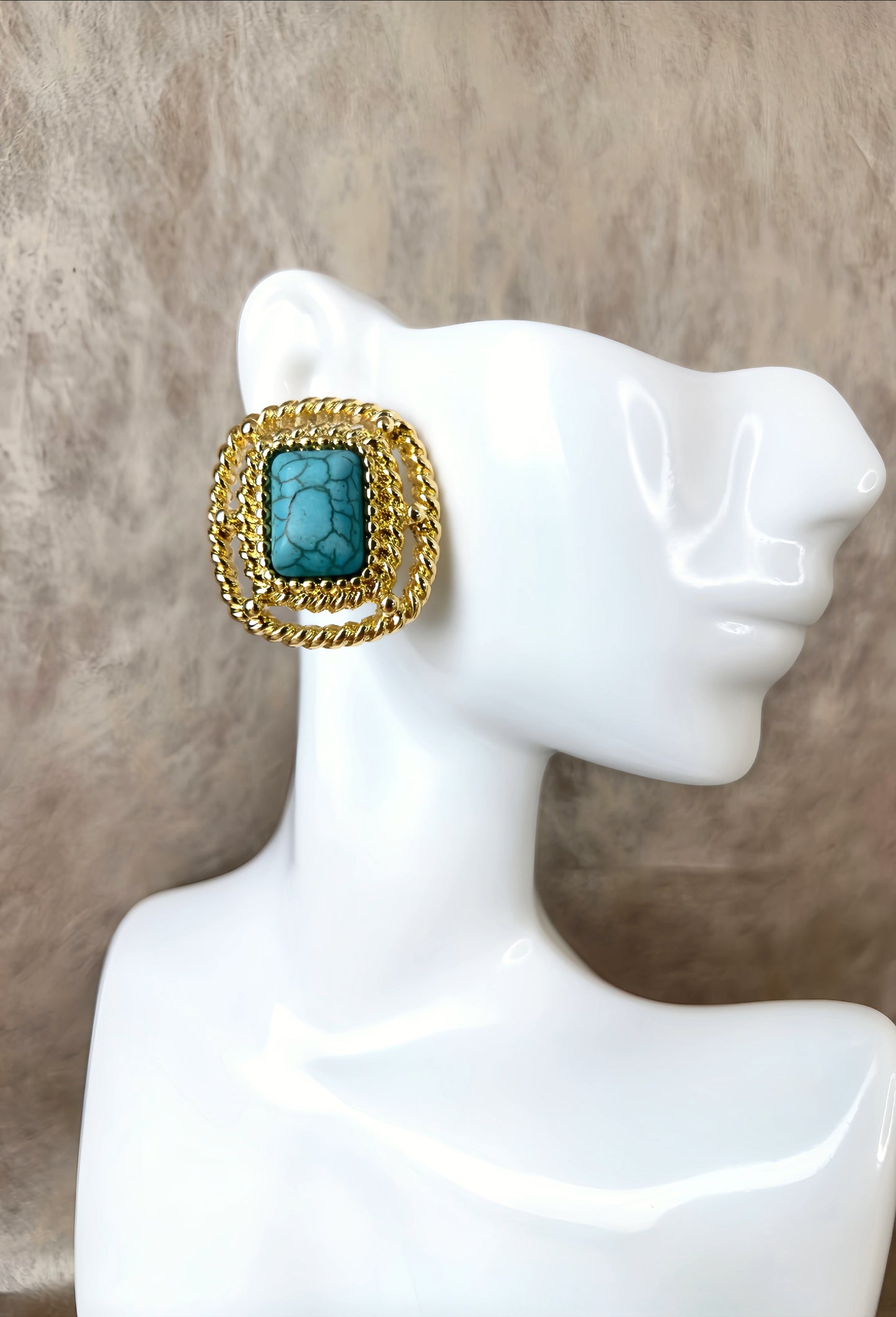 Golden Turquoise Stud Earring