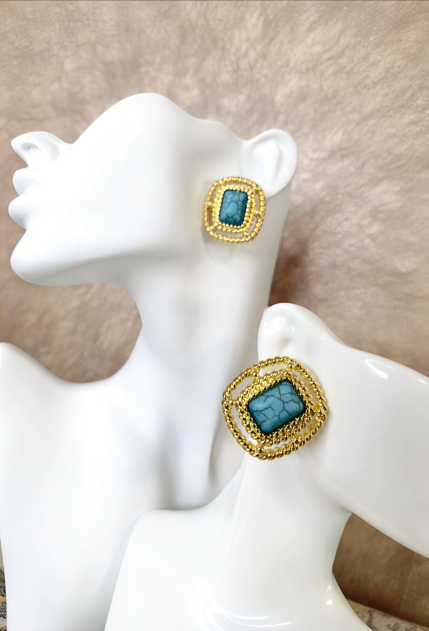 Golden Turquoise Stud Earring