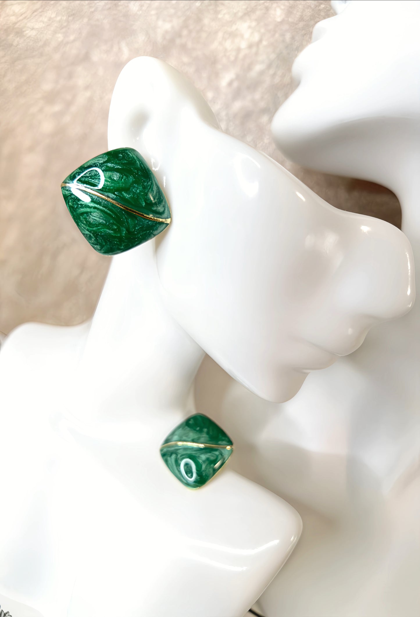 Green Enamel Earring