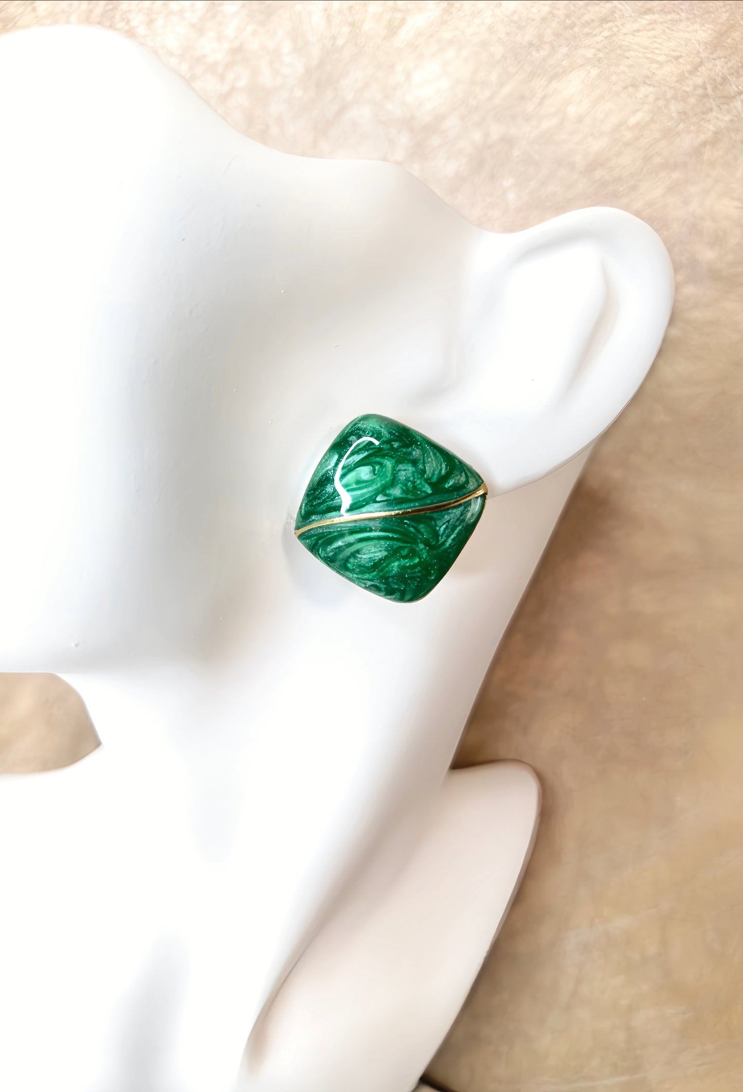 Green Enamel Earring