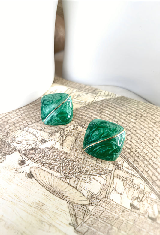 Green Enamel Earring