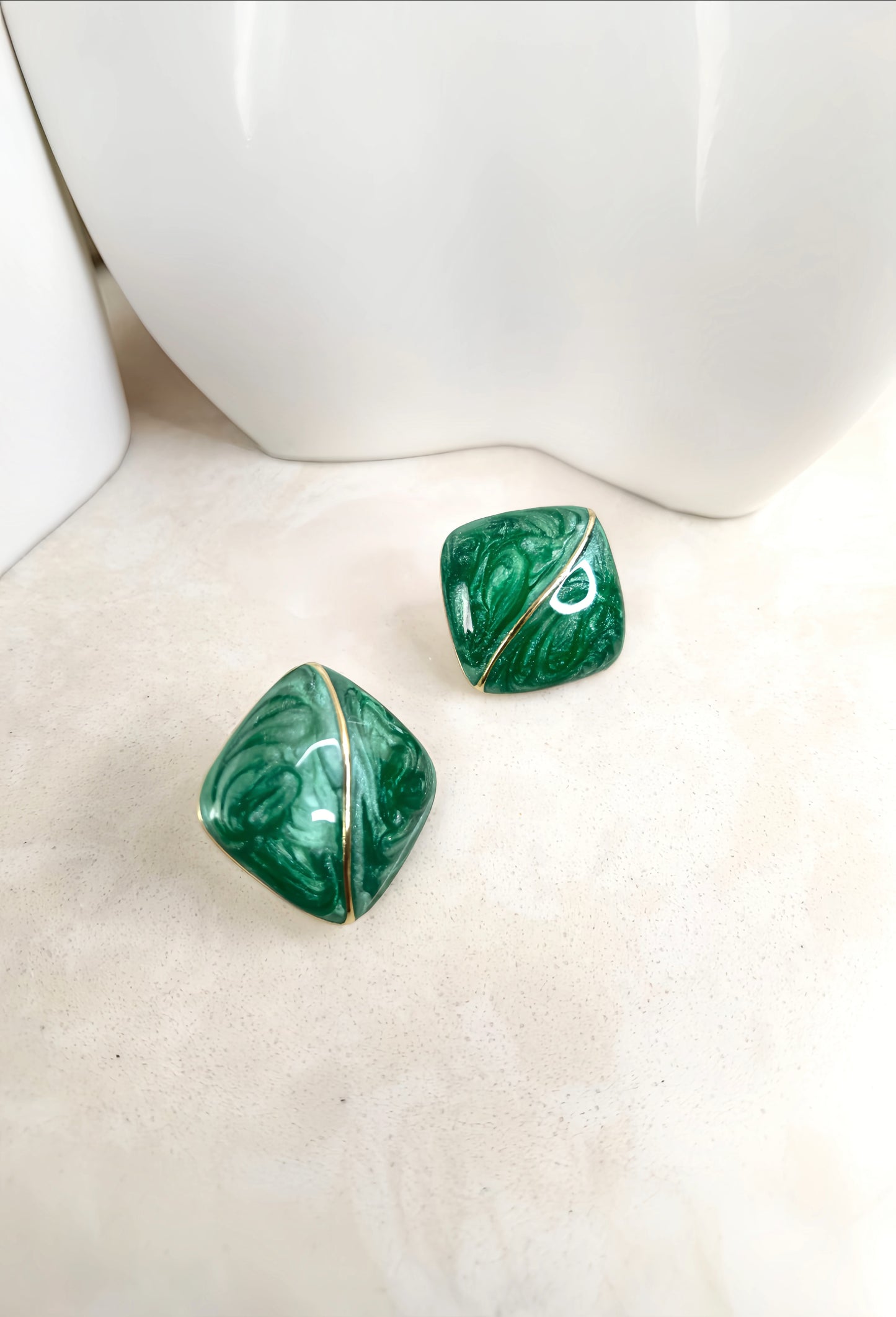 Green Enamel Earring