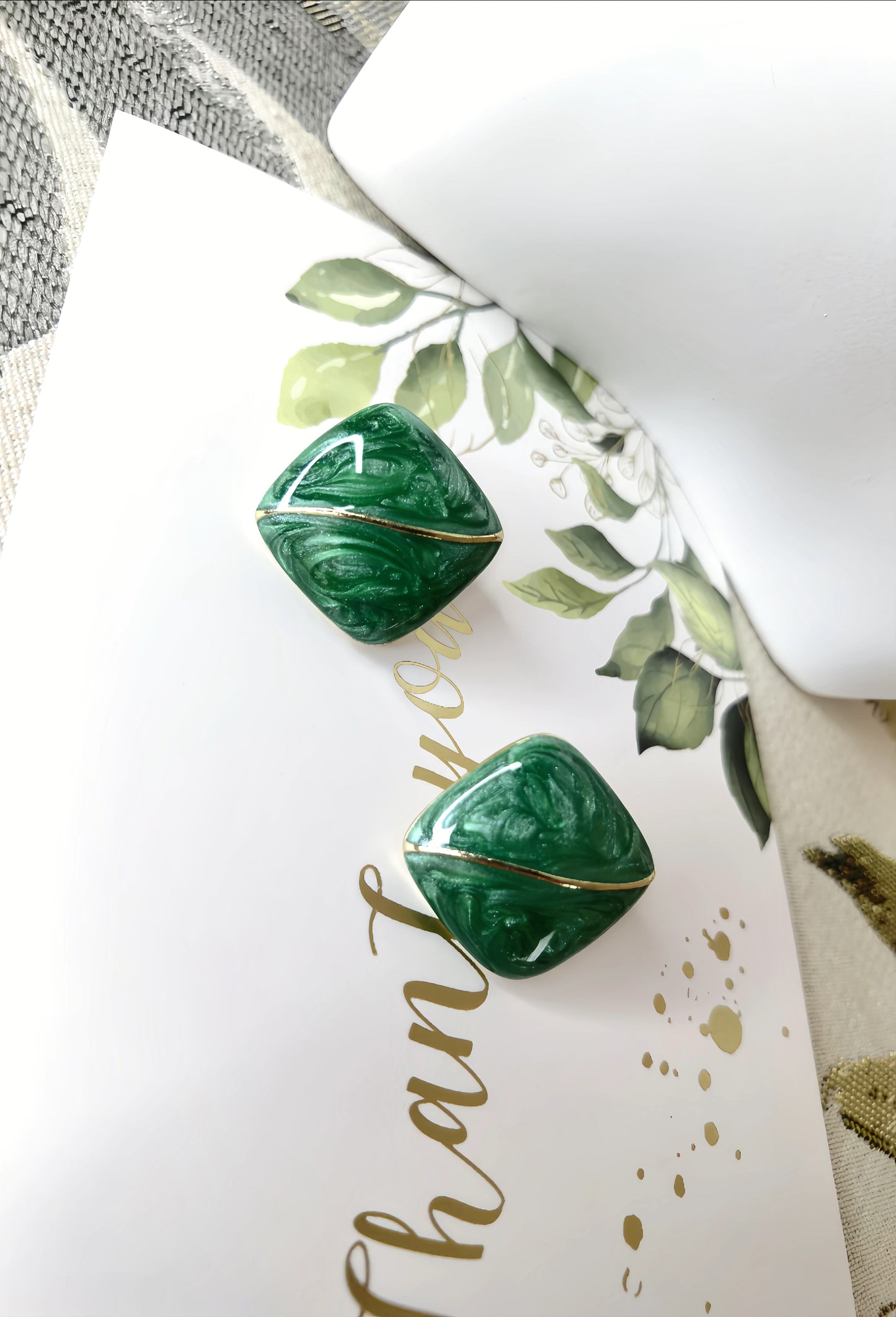 Green Enamel Earring