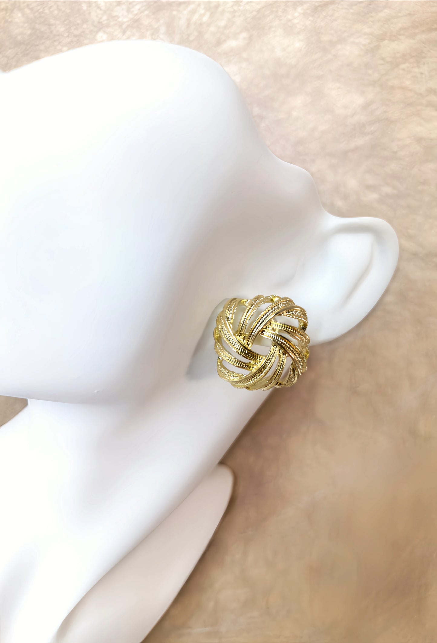 Golden Braided Stud Earring