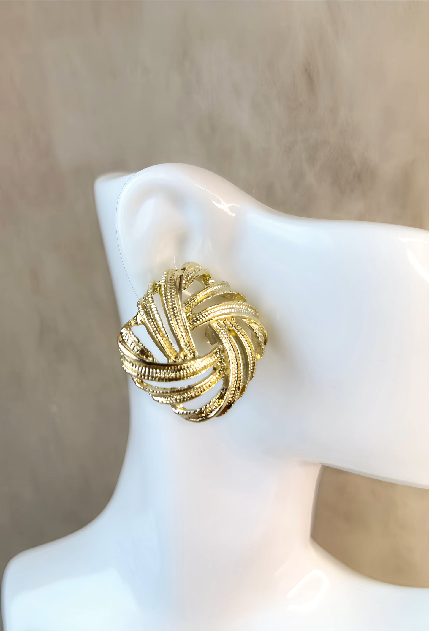 Golden Braided Stud Earring