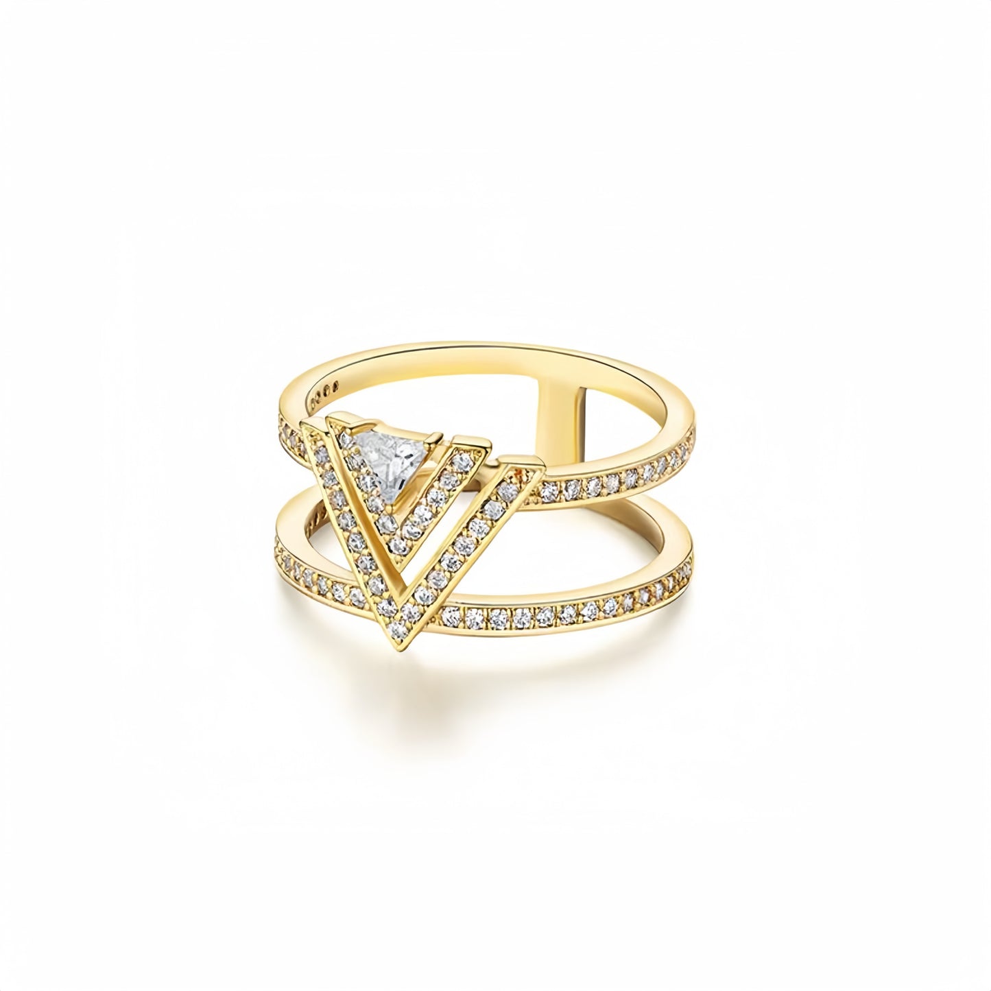 Golden Triangle Zircon Ring