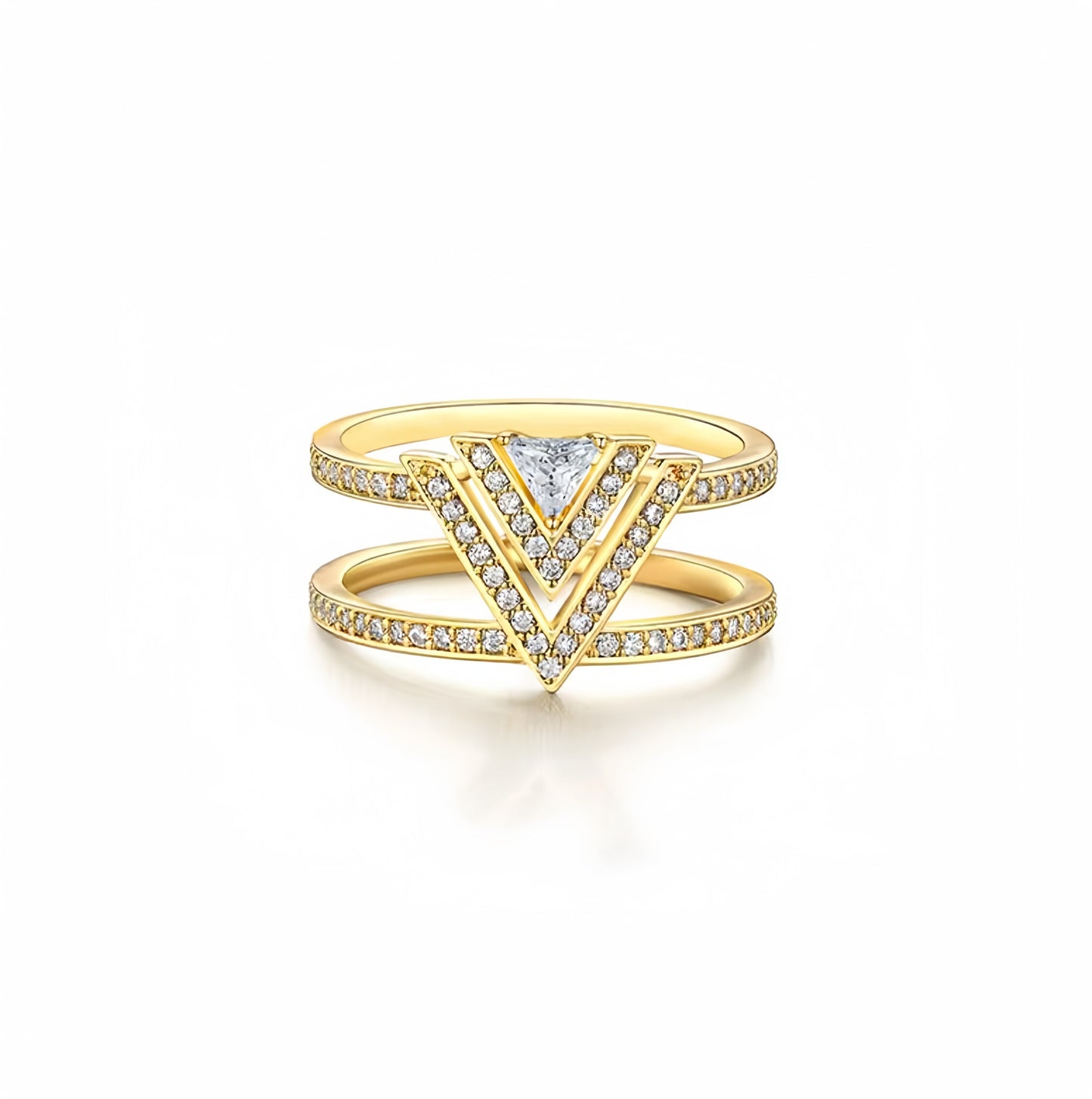 Golden Triangle Zircon Ring