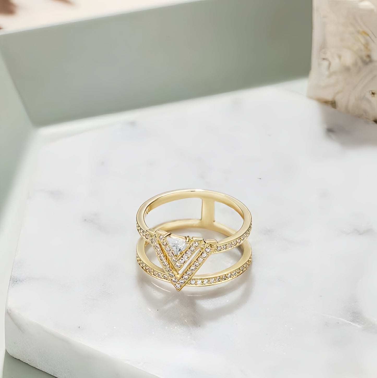 Golden Triangle Zircon Ring