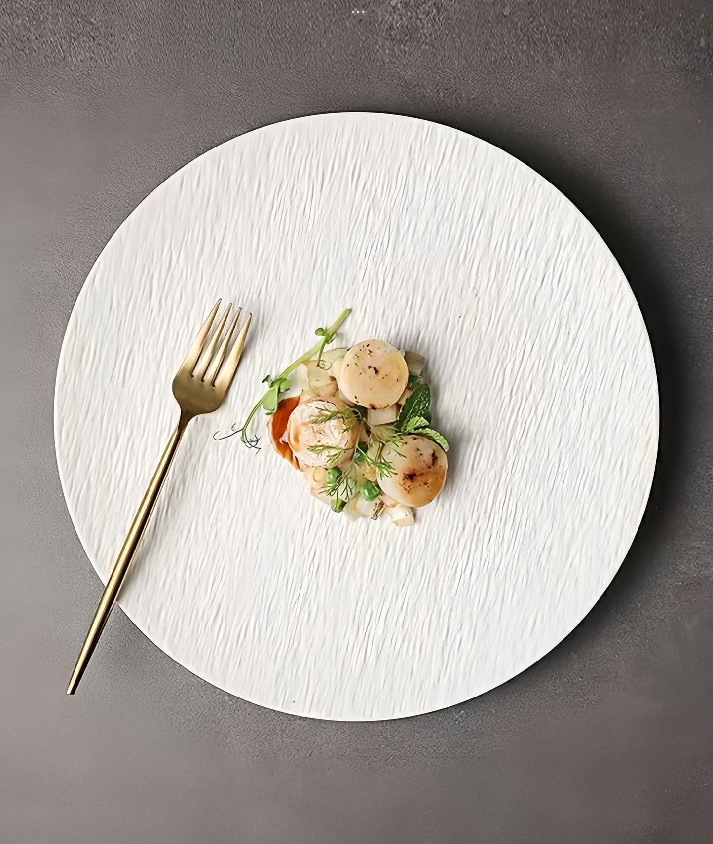 Ceramic Stone Grain Dinner Plate (hand-made)