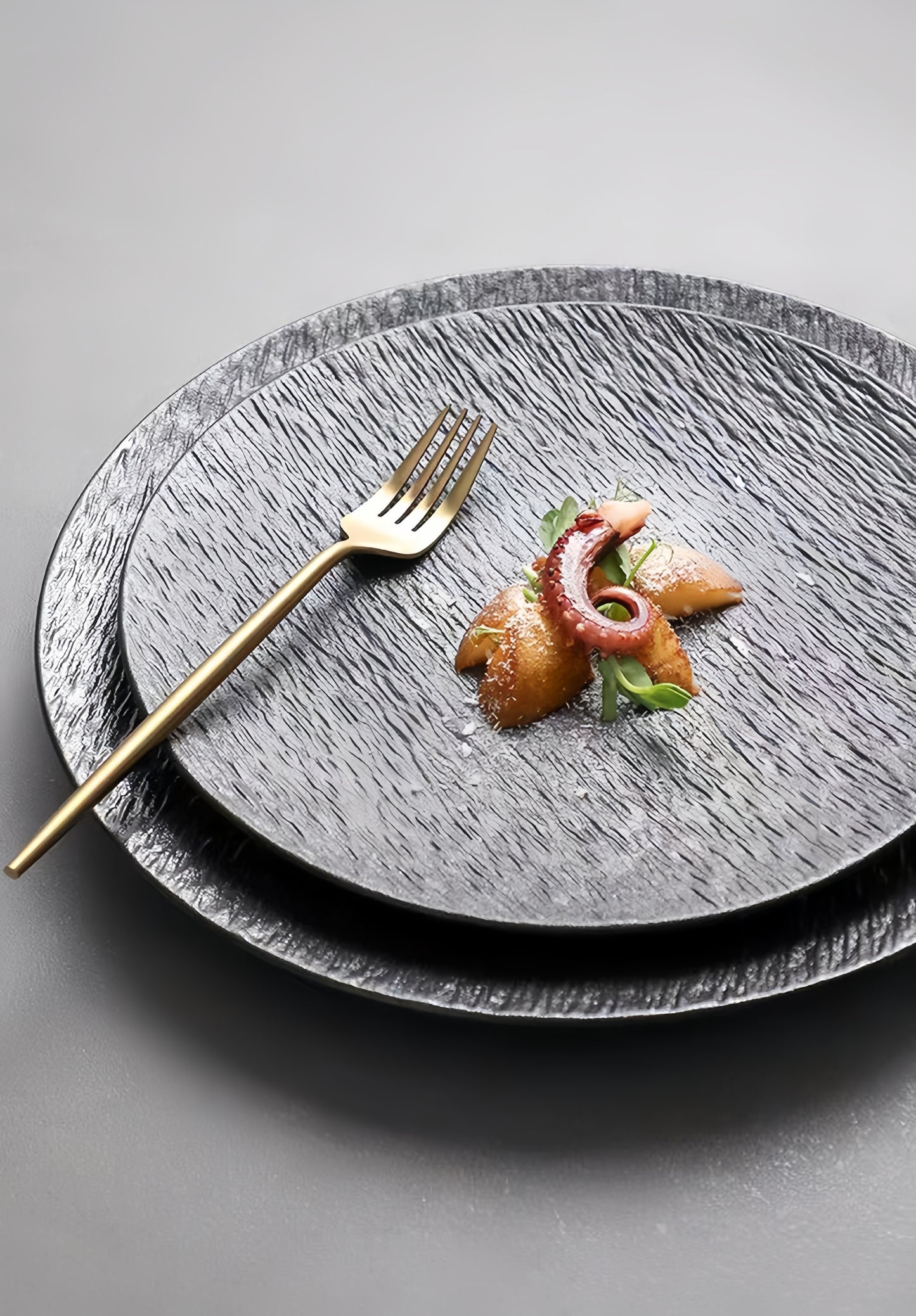 Ceramic Stone Grain Dinner Plate (hand-made)