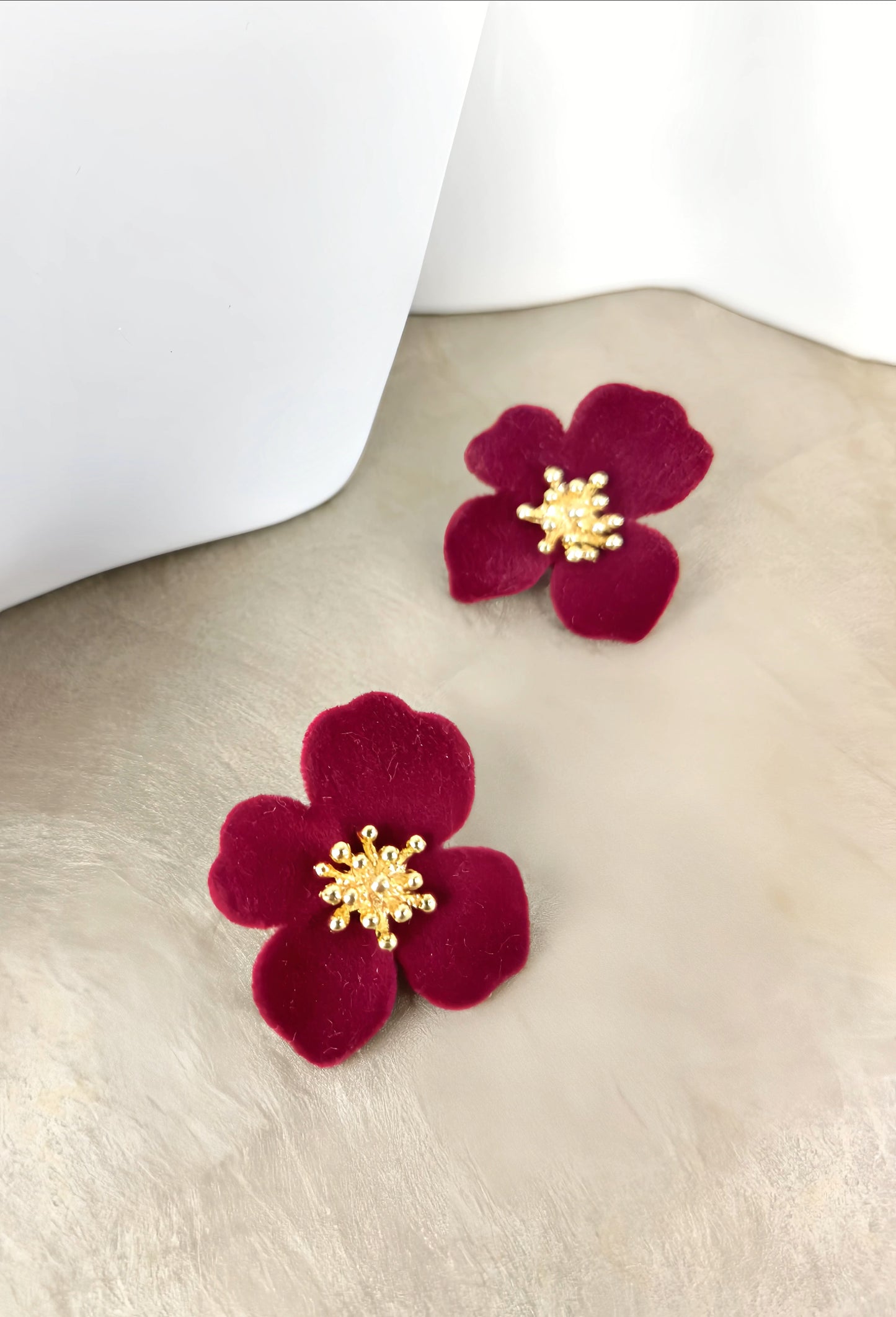 Burgundy Red Velvet Earring