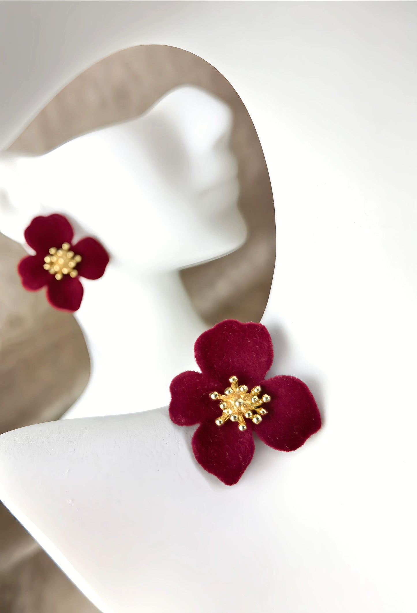 Burgundy Red Velvet Earring