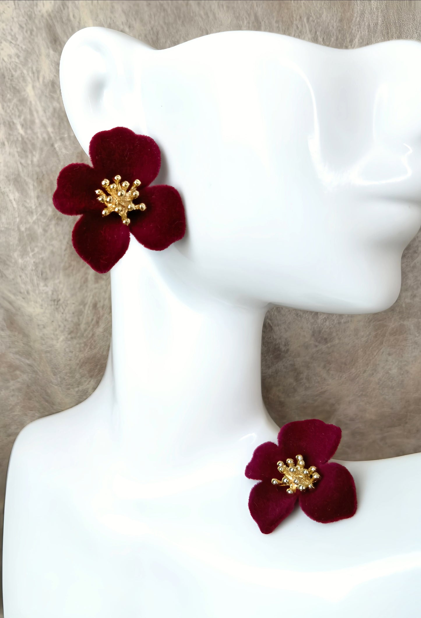 Burgundy Red Velvet Earring