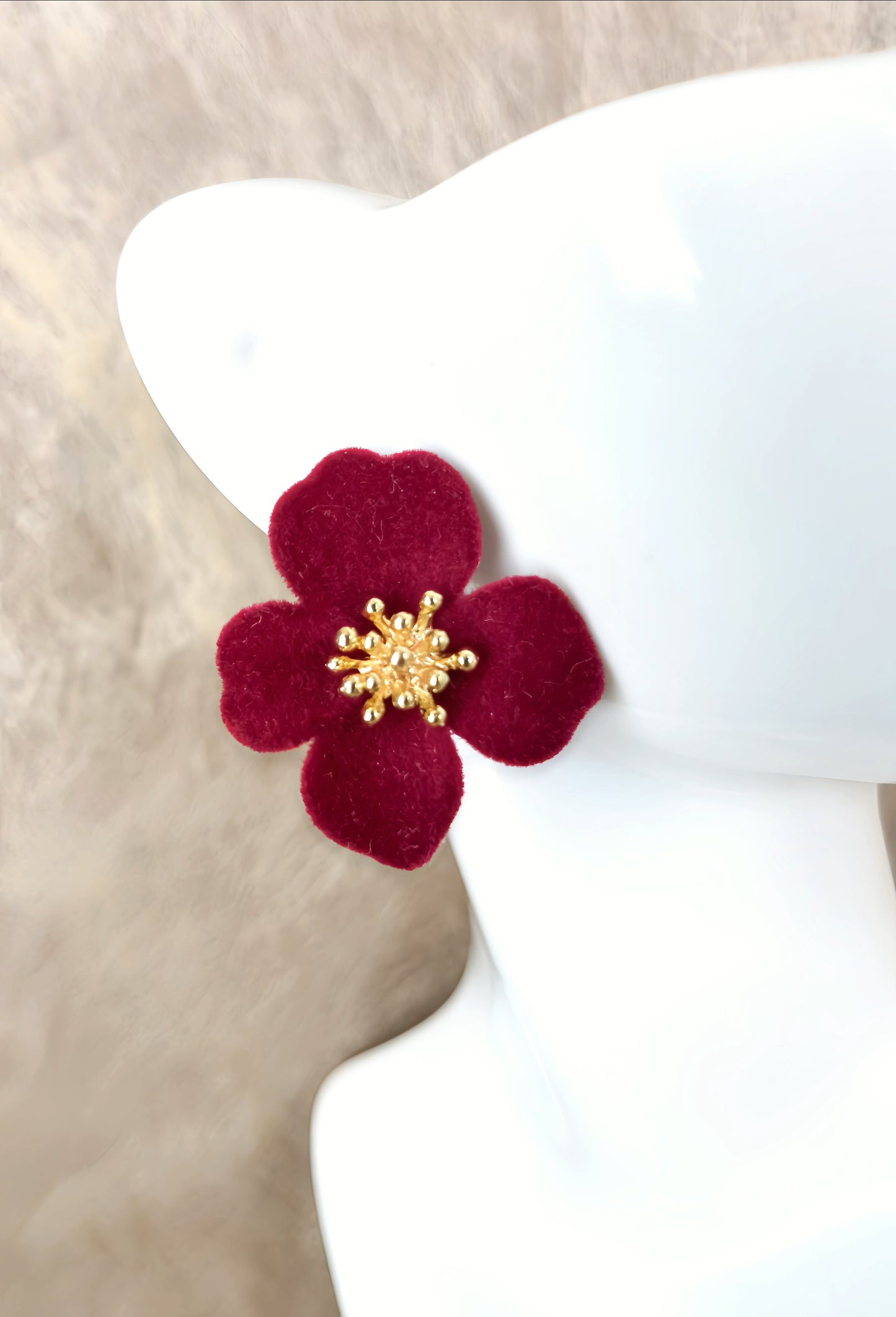 Burgundy Red Velvet Earring