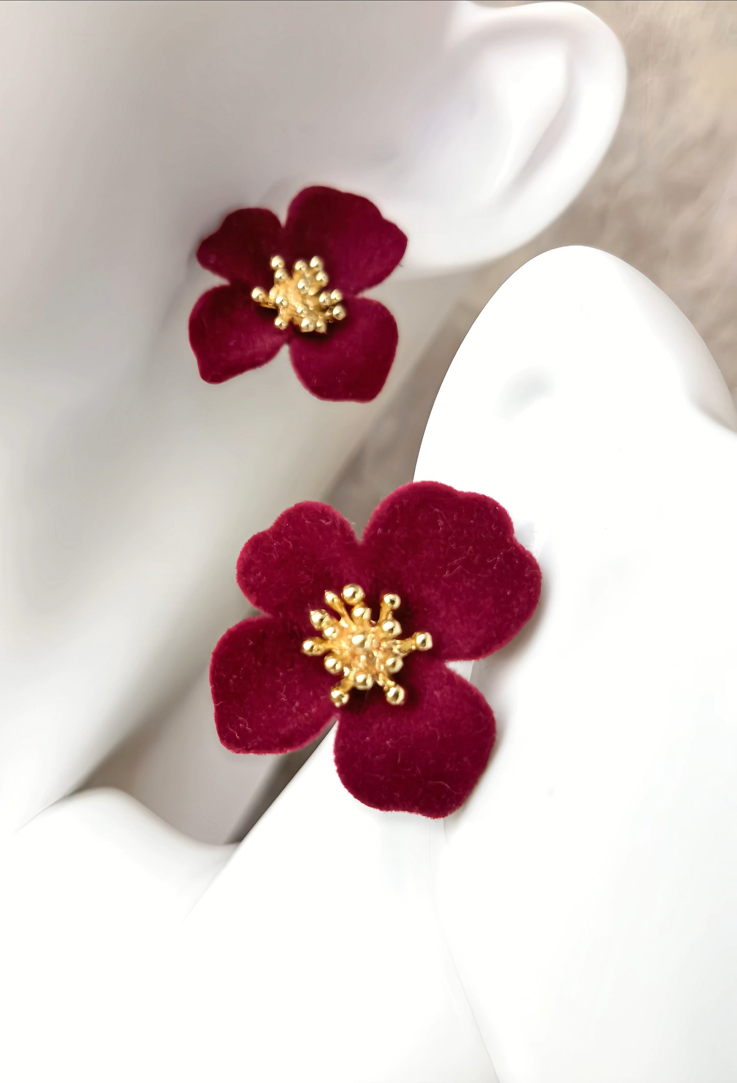 Burgundy Red Velvet Earring