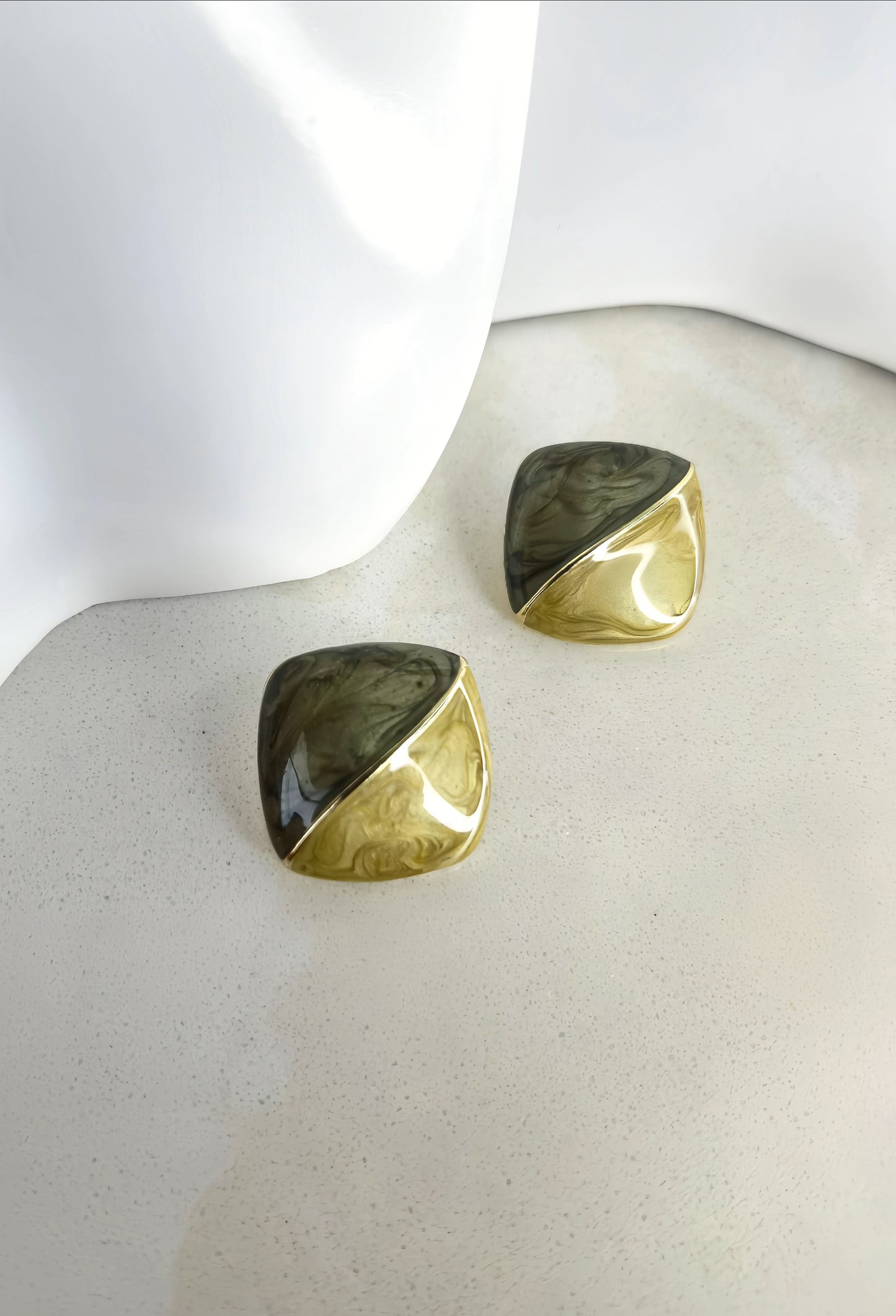 Golden Colored Enamel Earring