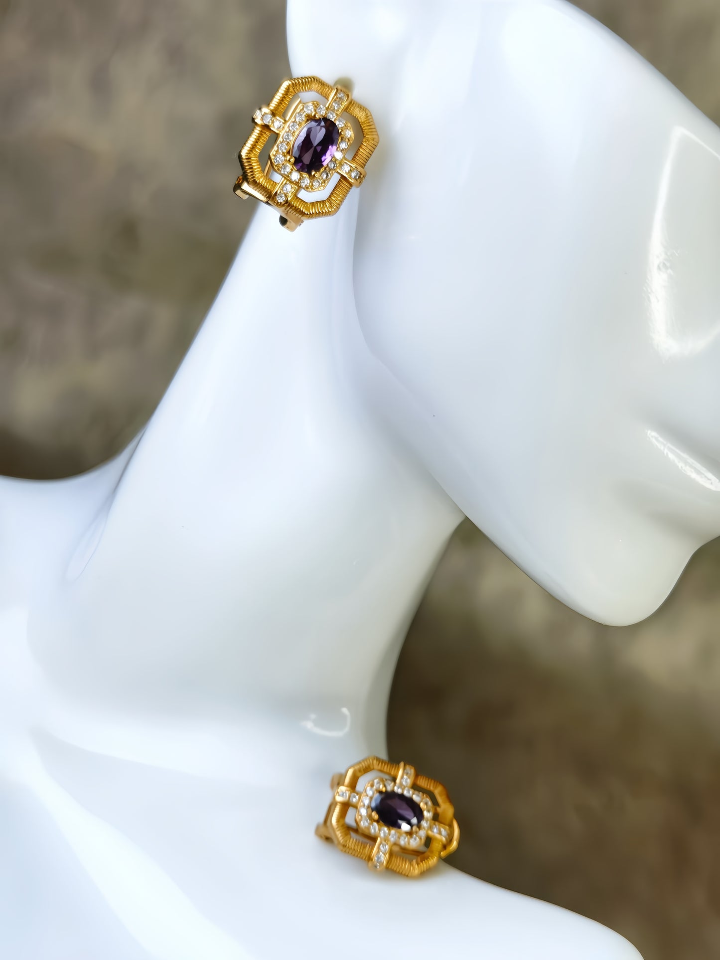 Golden Amethyst Stud Earring