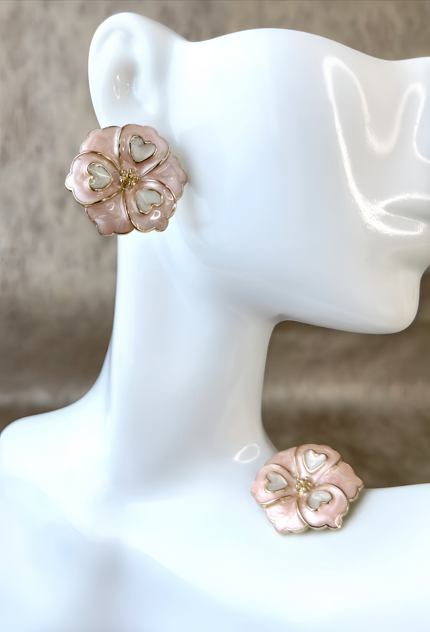 Pink Enamel Earring