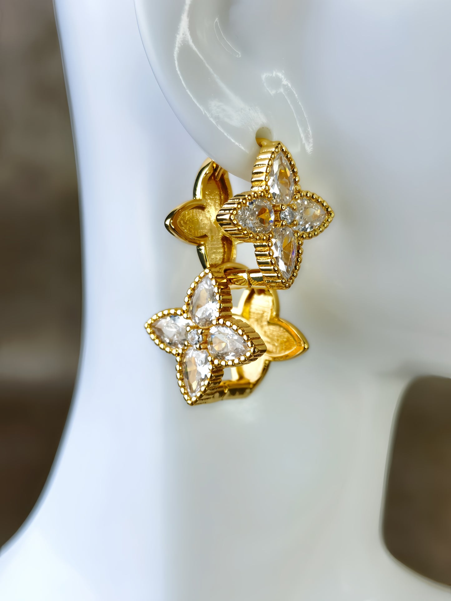 Golden Flower Double-side Ear Buckle