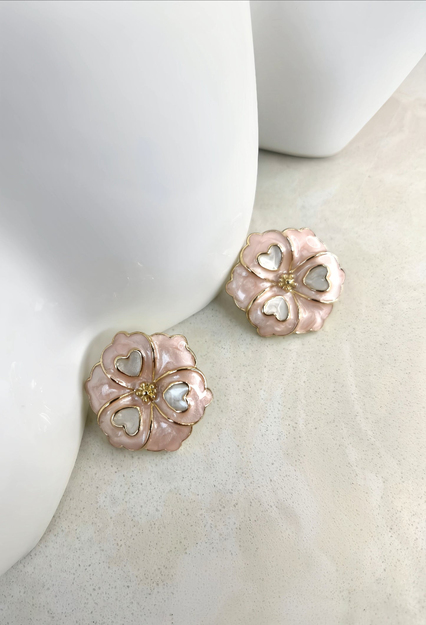 Pink Enamel Earring